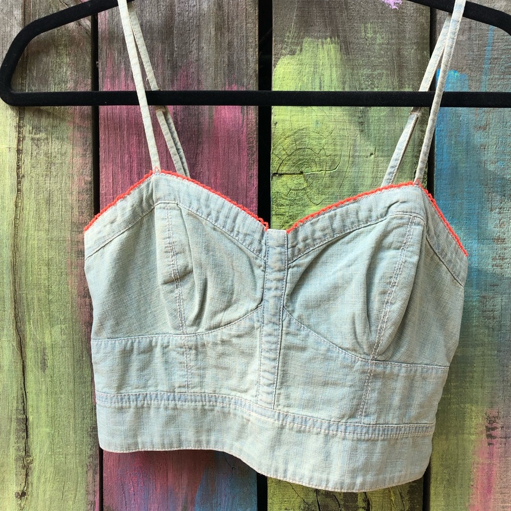 American Eagle Denim Crop Tank Top